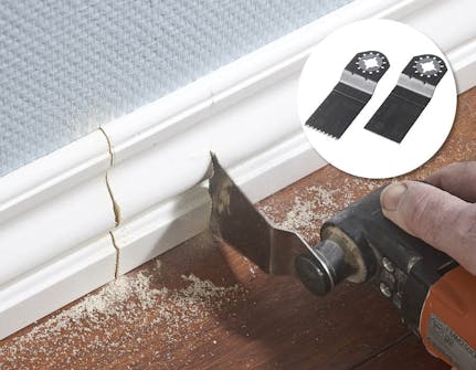 Multiverktyg: Med en HCS-sänksågklinga (eller en BIM-sänksågklinga) slipper du demontera socklarna när du ska såga ut för en ny kontakt, eller om du ska hänga upp en hylla helt tätt mot väggen Multiverktyg: Med en HCS-sänksågklinga (eller en BIM-sänksågklinga) slipper du demontera socklarna när du ska såga ut för en ny kontakt, eller om du ska hänga upp en hylla helt tätt mot väggen